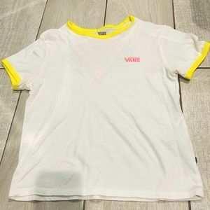 White Vans Tee with yellow and pink logo